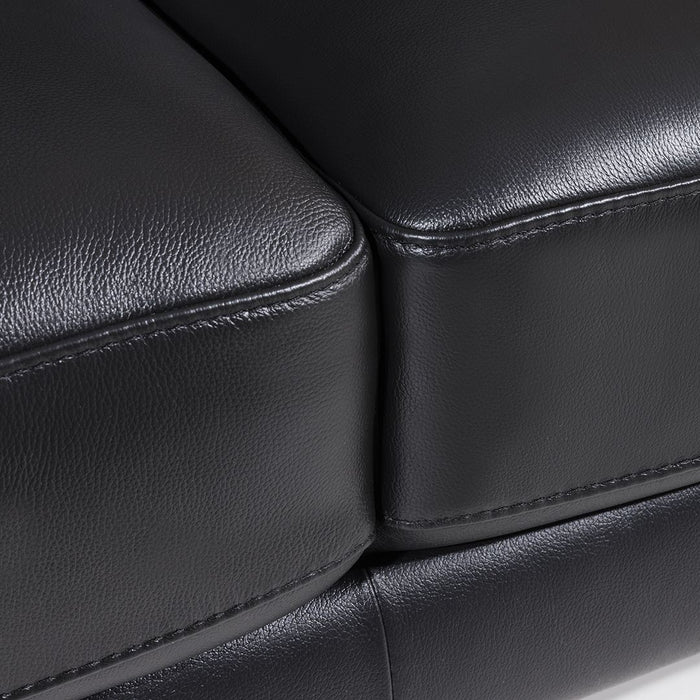 American Eagle Furniture - EK078 Black Italian Leather 3 Piece Living Room Set - EK078-BK SLC - GreatFurnitureDeal