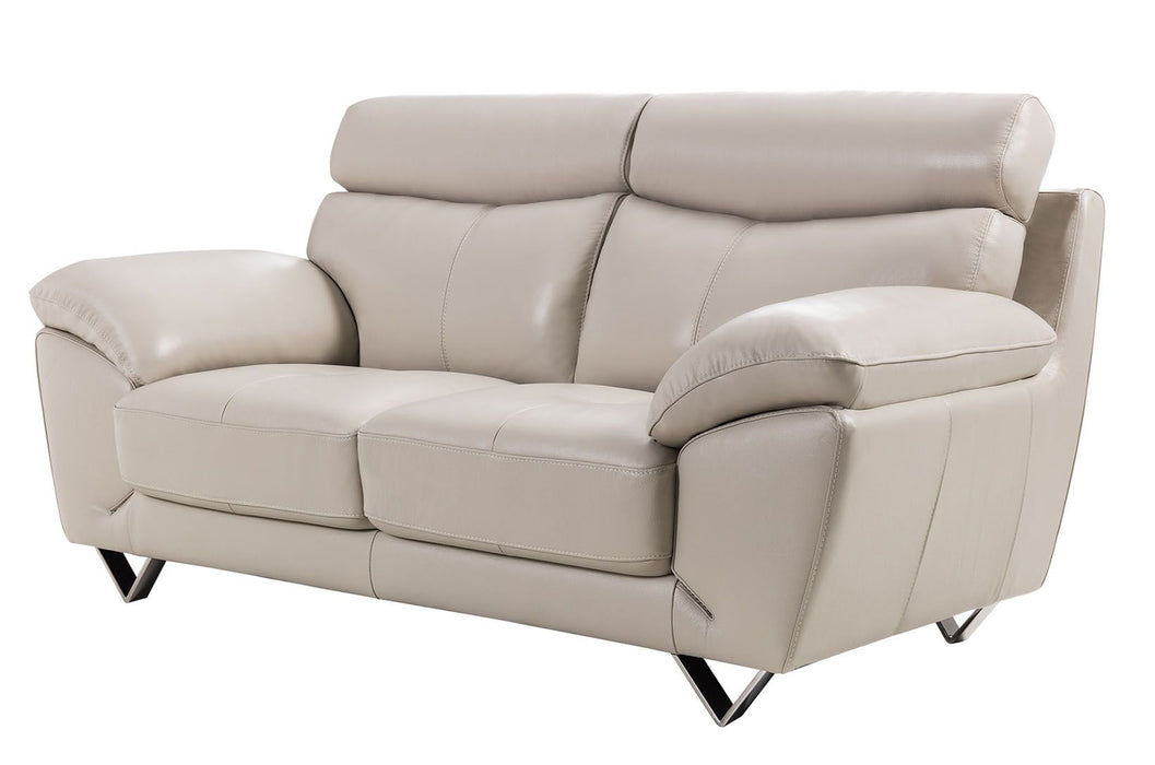 American Eagle Furniture - EK078 Light Gray Italian Leather Loveseat - EK078-LG-LS