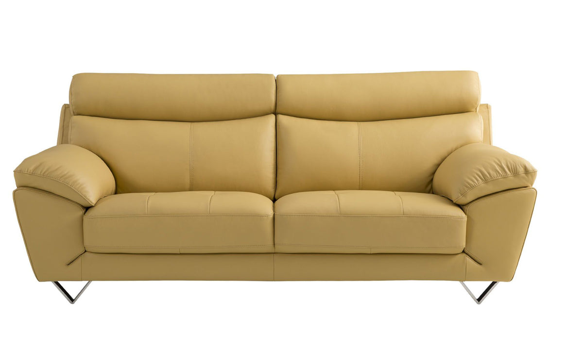 American Eagle Furniture - EK078 Yellow Italian Full Leather Sofa - EK078-FULL-YO-SF - GreatFurnitureDeal