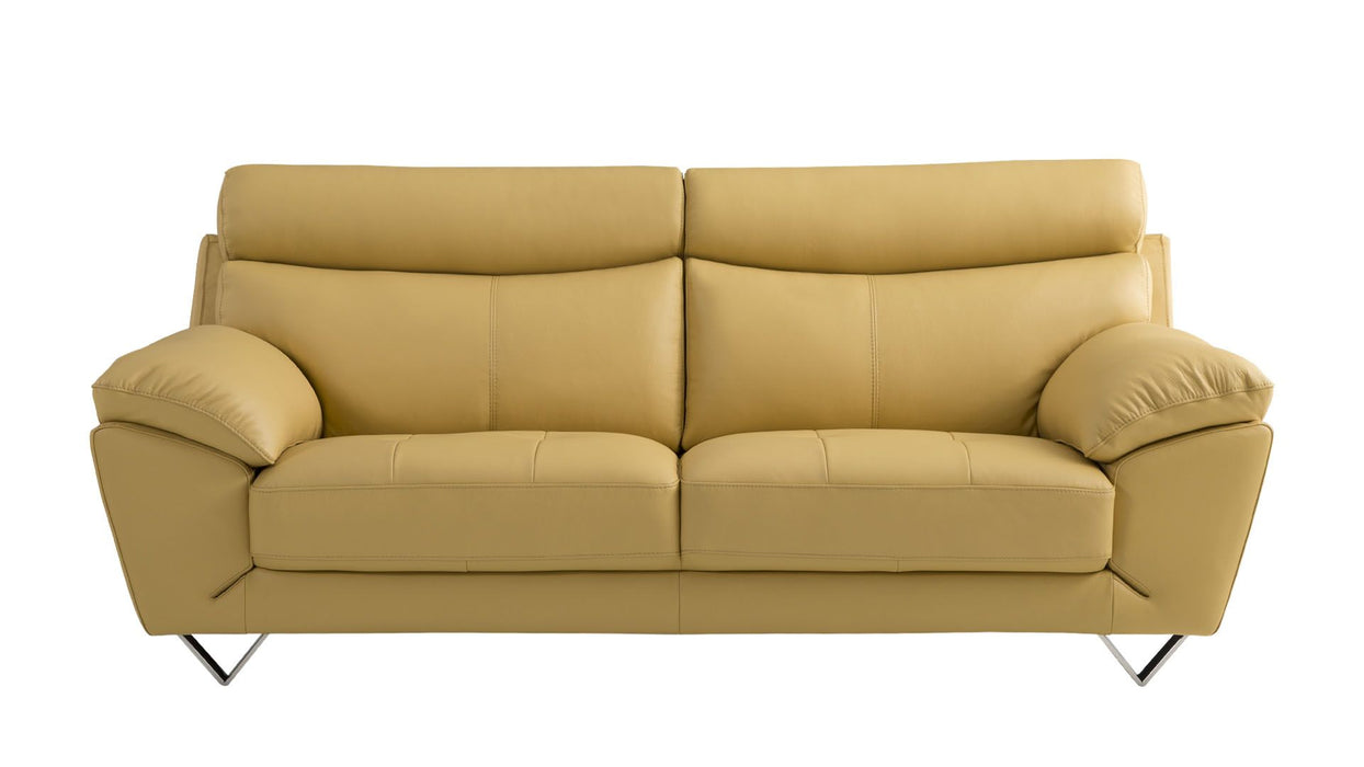 American Eagle Furniture - EK078 Yellow Italian Full Leather 3 Piece Living Room Set - EK078-FULL-YO SLC - GreatFurnitureDeal