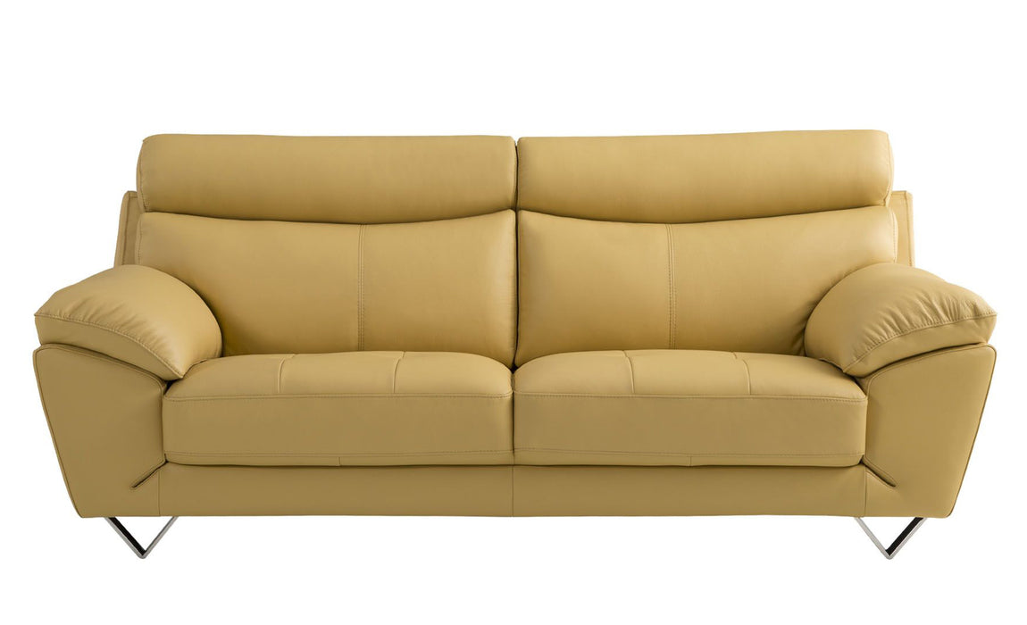 American Eagle Furniture - EK078 Yellow Italian Leather Sofa - EK078-YO-SF - GreatFurnitureDeal