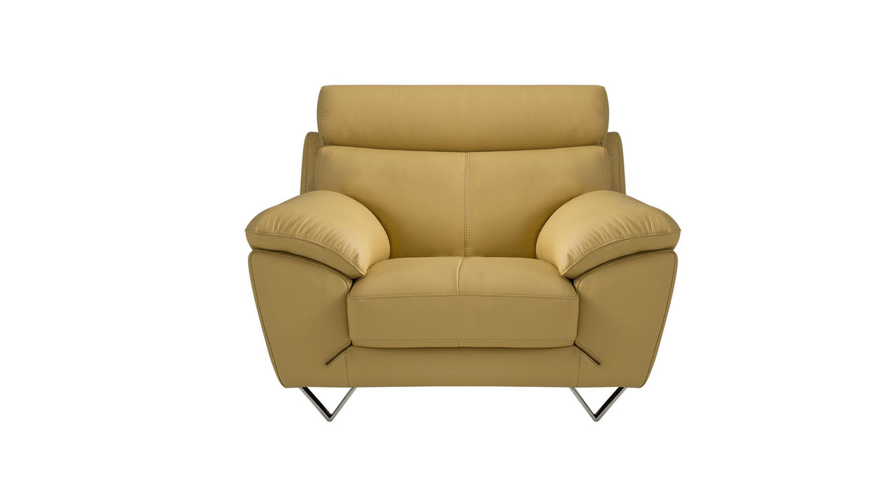 American Eagle Furniture - EK078 Yellow Italian Leather 3 Piece Living Room Set - EK078-YO SLC - GreatFurnitureDeal