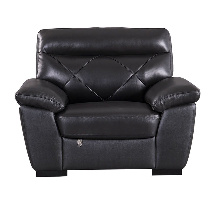 American Eagle Furniture - EK081 Black Italian Leather Chair - EK081-BK-CHR