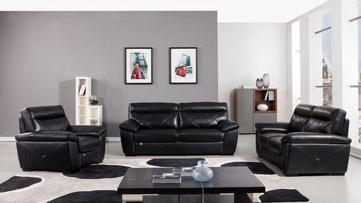 American Eagle Furniture - EK081 Black Italian Leather 3 Piece Living Room Set - EK081-BK SLC - GreatFurnitureDeal