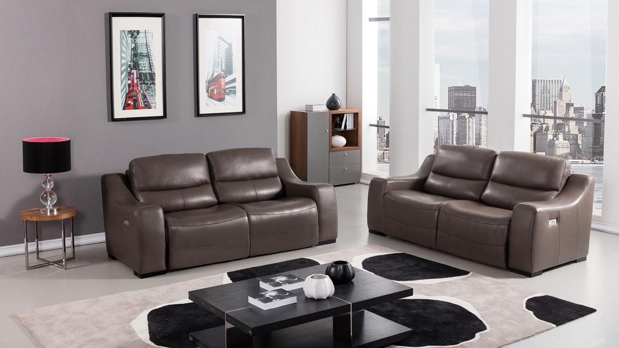 American Eagle Furniture - EK086 Taupe Italian Leather Recliner Sofa Set - EK086-TPE-SF-LS - GreatFurnitureDeal