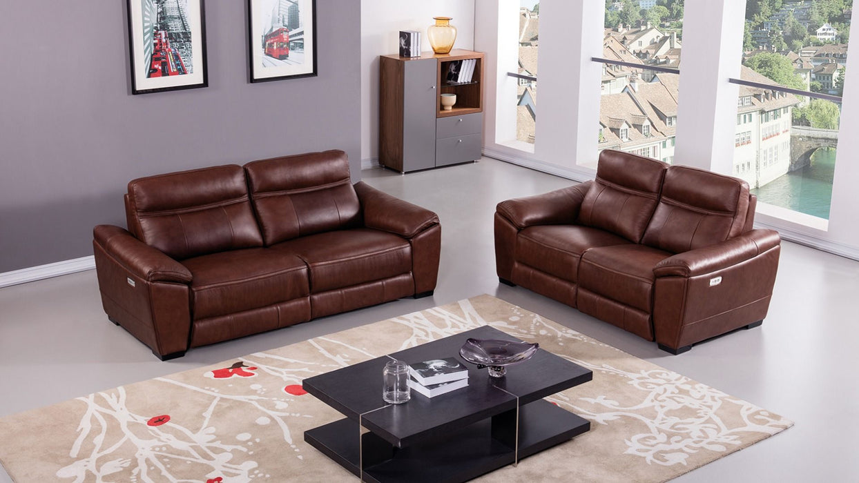 American Eagle Furniture - EK088 Brown Italian Full Leather Recliner Sofa - EK088-BR-SF - GreatFurnitureDeal