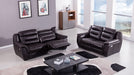 American Eagle Furniture - EK089 Dark Brown Italian Leather Recliner Sofa Set - EK089-DB-SF-LS - GreatFurnitureDeal