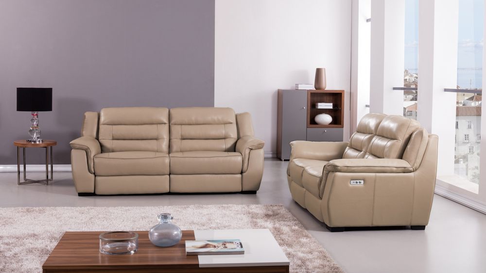 American Eagle Furniture - EK089 Tan Italian Leather Recliner Loveseat - EK089-TAN-LS - GreatFurnitureDeal