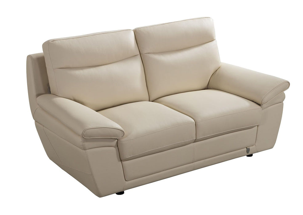 American Eagle Furniture - EK092 Cream Italian Leather Loveseat - EK092-CRM-LS - GreatFurnitureDeal