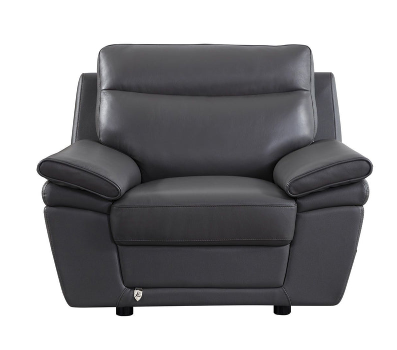 American Eagle Furniture - EK092 Gray Italian Leather Chair - EK092-GR-CHR - GreatFurnitureDeal