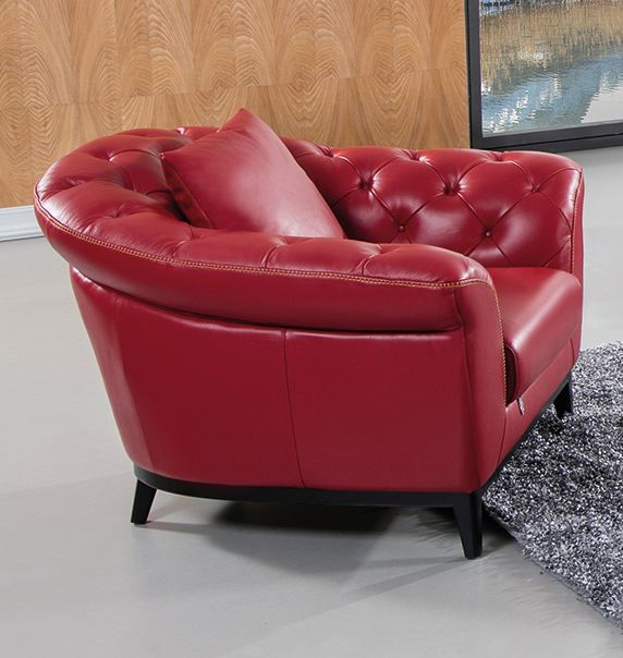 American Eagle Furniture - EK093 Red Italian Full Leather Chair - EK093-RED-CHR - GreatFurnitureDeal