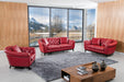 American Eagle Furniture - EK093 Red Italian Full Leather 3 Piece Living Room Set - EK093-RED SLC - GreatFurnitureDeal