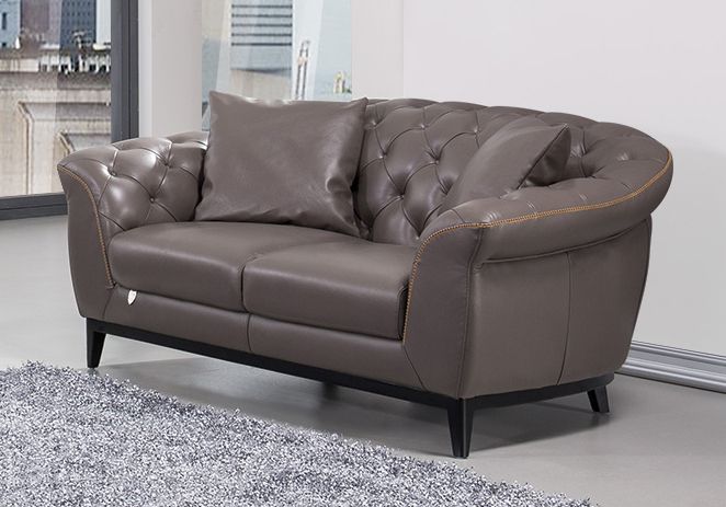 American Eagle Furniture - EK093 Taupe Full Italian Aniline Leather Loveseat - EK093-TPE-LS