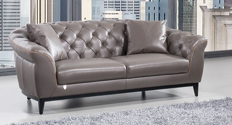 American Eagle Furniture - EK093 Taupe Full Italian Aniline Leather Sofa - EK093-TPE-SF