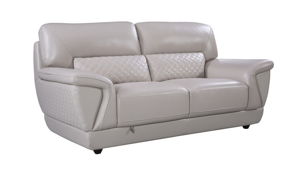 American Eagle Furniture - EK099 Light Gray Italian Leather Loveseat - EK099-LG-LS - GreatFurnitureDeal