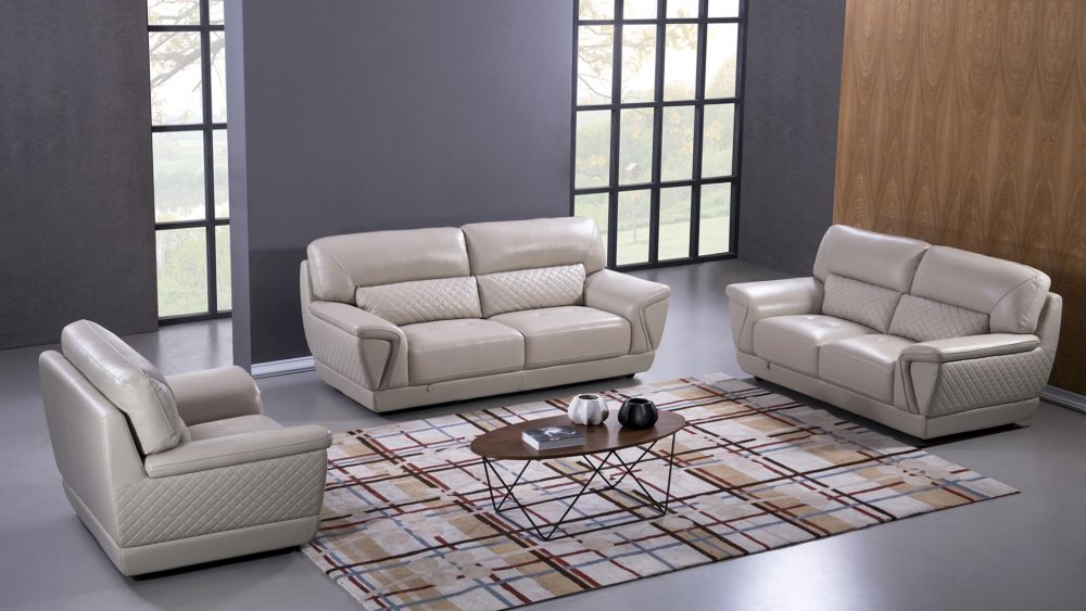 American Eagle Furniture - EK099 Light Gray Italian Leather Loveseat - EK099-LG-LS