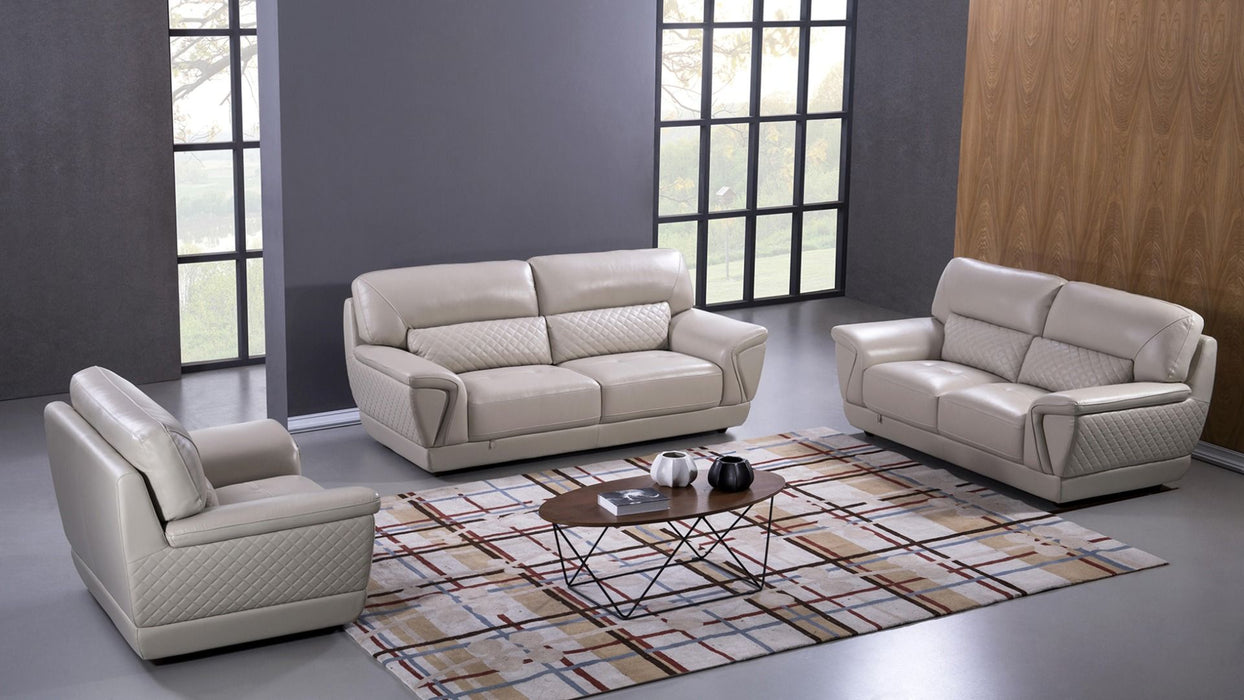 American Eagle Furniture - EK099 Light Gray Italian Leather 3 Piece Living Room Set - EK099-LG SLC - GreatFurnitureDeal