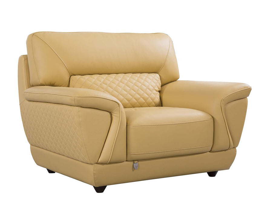American Eagle Furniture - EK099 Yellow Italian Leather Chair - EK099-YO-CHR - GreatFurnitureDeal
