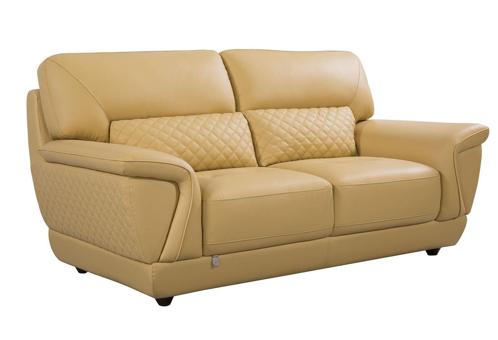 American Eagle Furniture - EK099 Yellow Italian Leather Loveseat - EK099-YO-LS - GreatFurnitureDeal