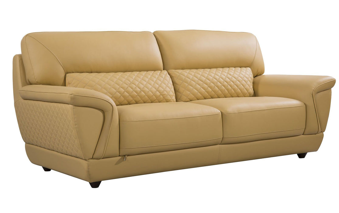 American Eagle Furniture - EK099 Yellow Italian Leather Sofa - EK099-YO-SF