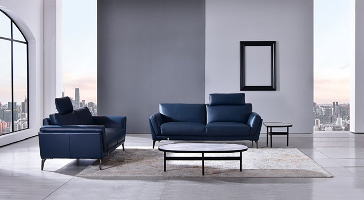 American Eagle Furniture - EK1300 Blue Full Leather Sofa - EK1300-BLU-SF