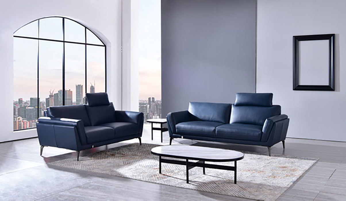 American Eagle Furniture - EK1300 Blue Full Leather Loveseat - EK1300-BLU-LS