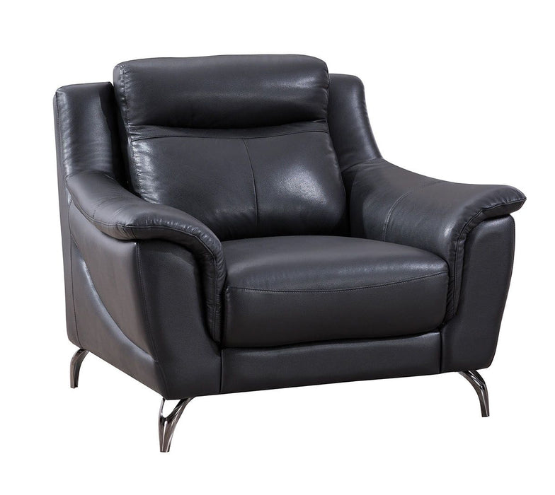 American Eagle Furniture - EK150 Black Genuine Leather Chair - EK150-BK-CHR