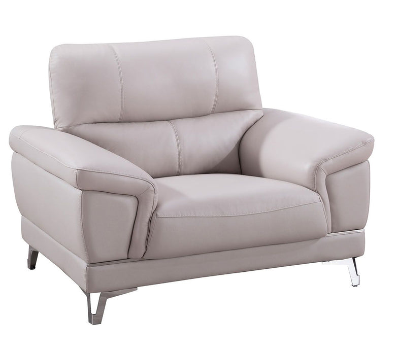 American Eagle Furniture - EK151 Light Gray Genuine Leather Chair - EK151-LG-CHR - GreatFurnitureDeal