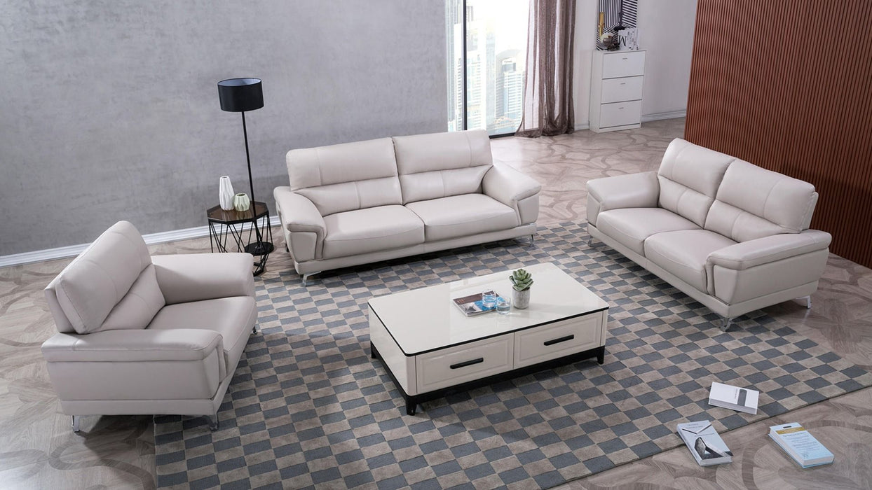 American Eagle Furniture - EK151 Light Gray Genuine Leather 3 Piece Living Room Set - EK151-LG SLC