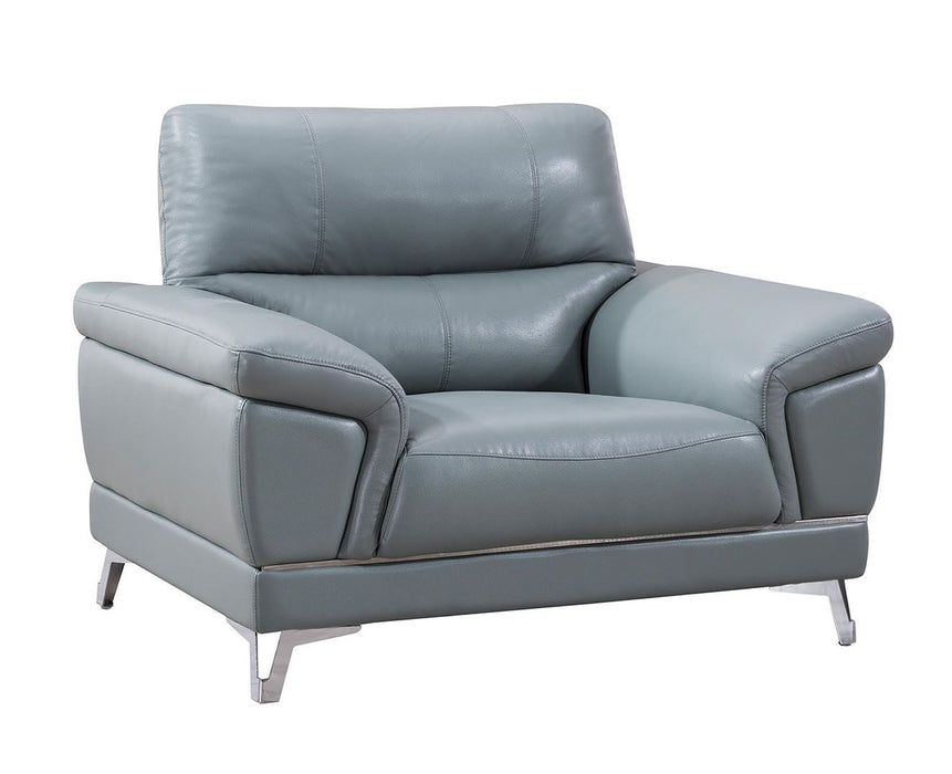 American Eagle Furniture - EK151 Light Grayish Blue Genuine Leather Chair - EK151-LGB-CHR - GreatFurnitureDeal