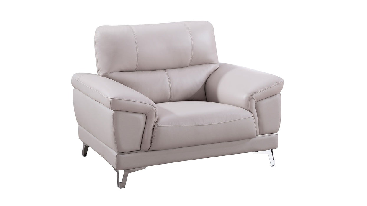 American Eagle Furniture - EK151 Light Gray Genuine Leather 3 Piece Living Room Set - EK151-LG SLC - GreatFurnitureDeal