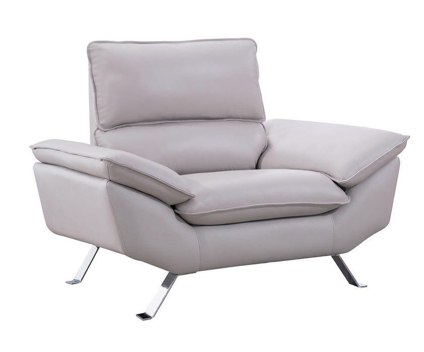American Eagle Furniture - EK152 Light Gray Genuine Leather Chair - EK152-LG-CHR - GreatFurnitureDeal