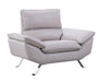 American Eagle Furniture - EK152 Light Gray Genuine Leather Chair - EK152-LG-CHR - GreatFurnitureDeal