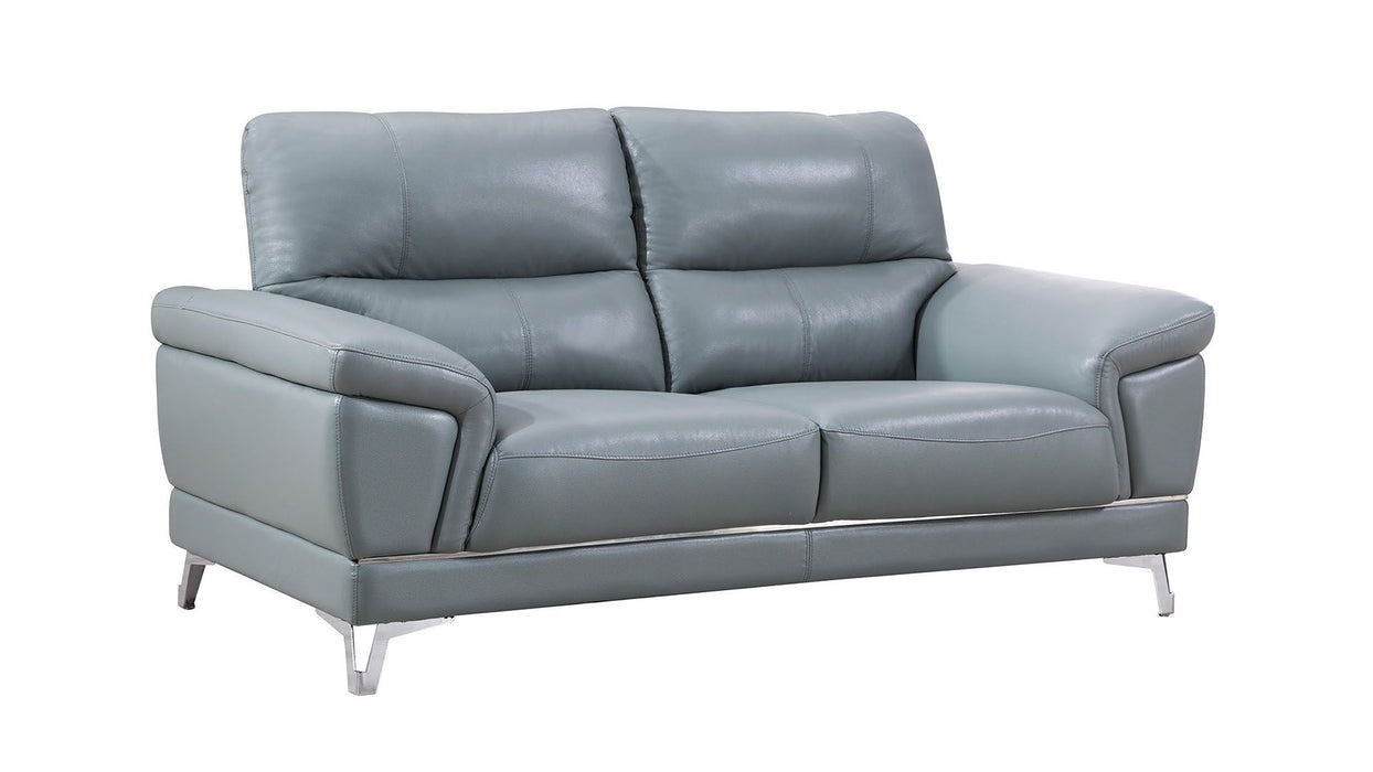 American Eagle Furniture - EK151 Light Grayish Blue Genuine Leather 3 Piece Living Room Set - EK151-LGB SLC