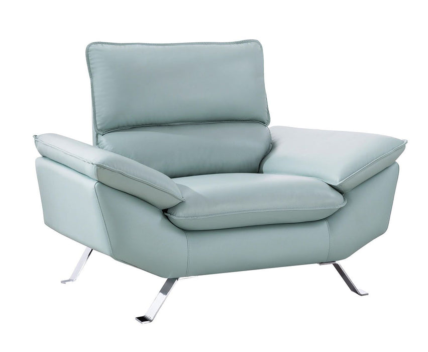 American Eagle Furniture - EK152 Light Teal Genuine Leather Chair - EK152-LGN-CHR