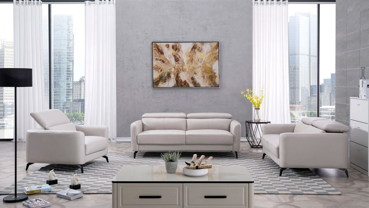 American Eagle Furniture - EK155 Light Gray Genuine Leather 3 Piece Living Room Set - EK155-LG SLC - GreatFurnitureDeal