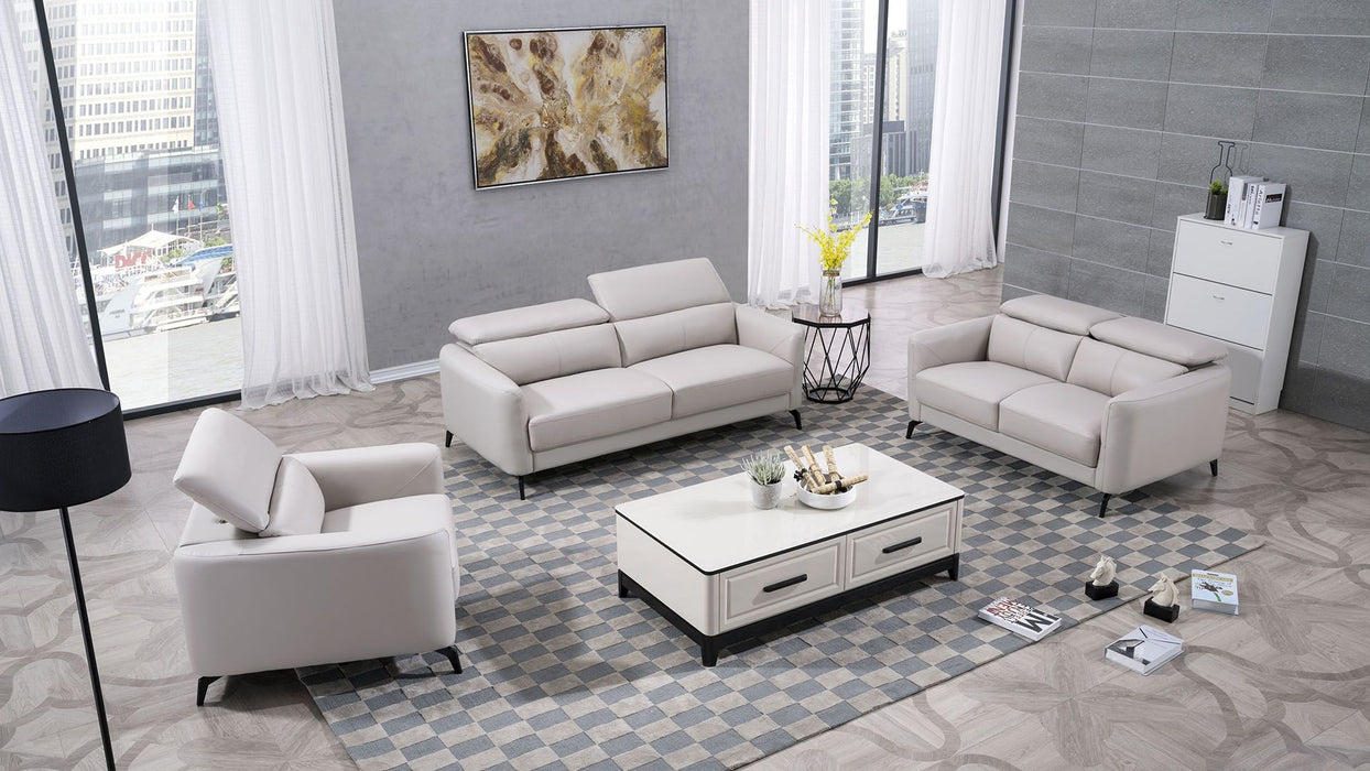 American Eagle Furniture - EK155 Light Gray Genuine Leather Loveseat - EK155-LG-LS - GreatFurnitureDeal