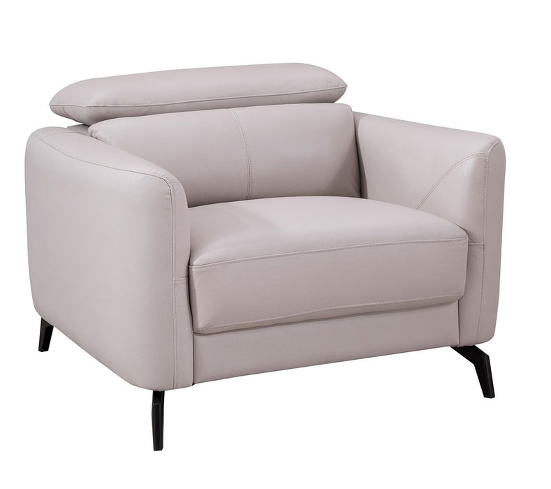 American Eagle Furniture - EK155 Light Gray Genuine Leather Chair - EK155-LG-CHR - GreatFurnitureDeal