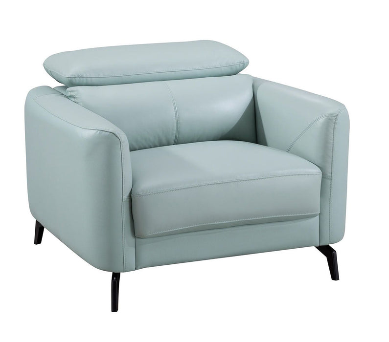 American Eagle Furniture - EK155 Light Teal Genuine Leather Chair - EK155-LGN-CHR