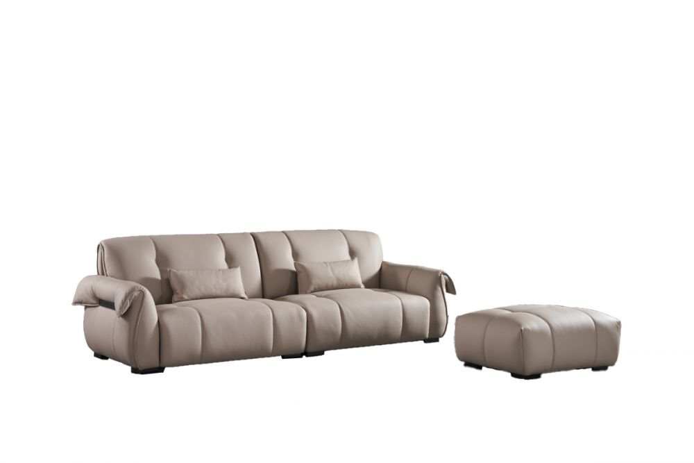 American Eagle Furniture - EK2231 Peach Extra long Top Grain Genuine Leather Sofa & Ottoman - EK2231 - GreatFurnitureDeal