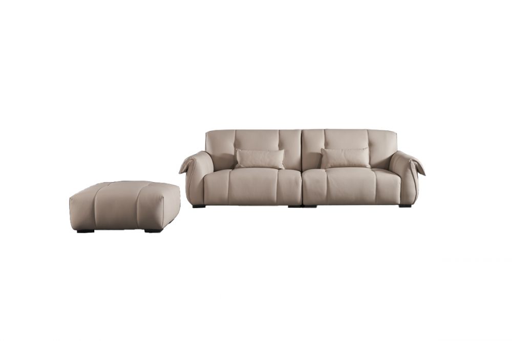 American Eagle Furniture - EK2231 Peach Extra long Top Grain Genuine Leather Sofa & Ottoman - EK2231