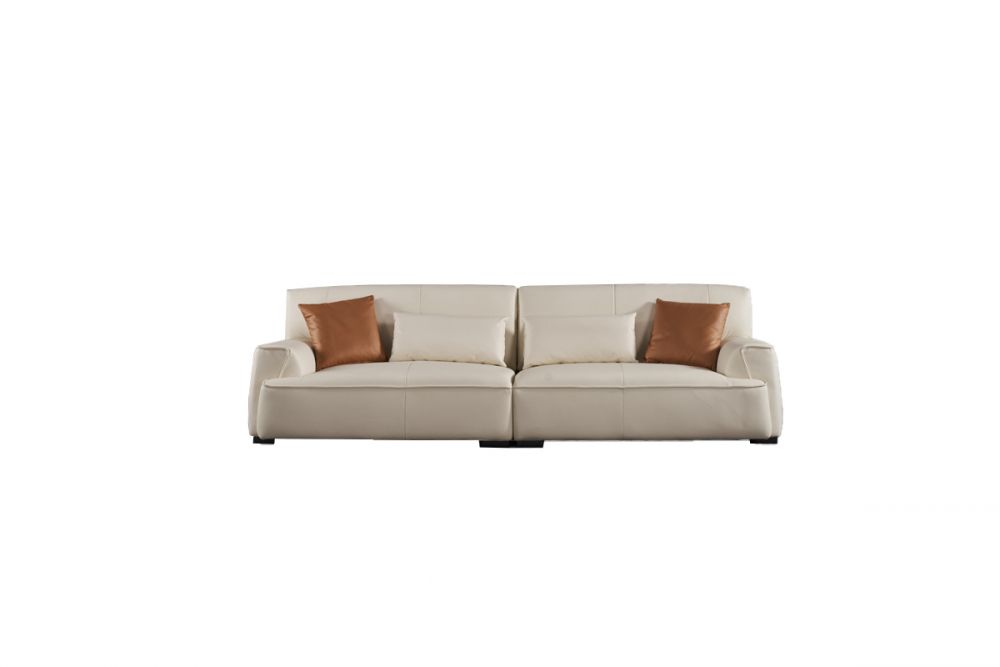 American Eagle Furniture - EK2232 Cream Extra Long Top Grain Genuine Leather Sofa - EK2232