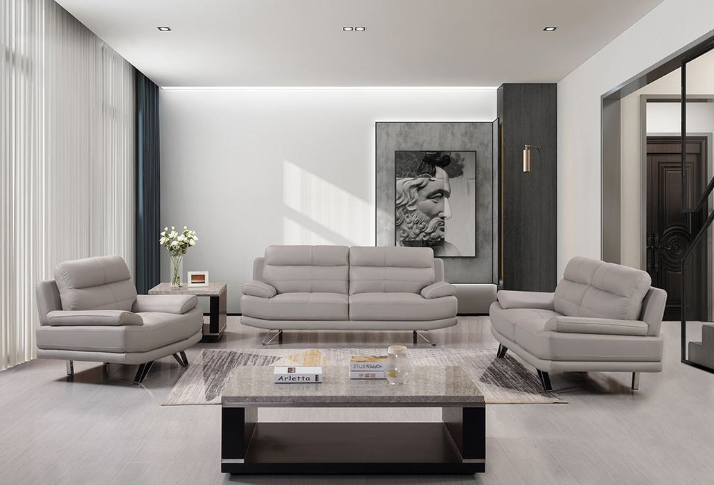 American Eagle Furniture - EK530 Light Gray Leather Sofa - EK530-LG-SF