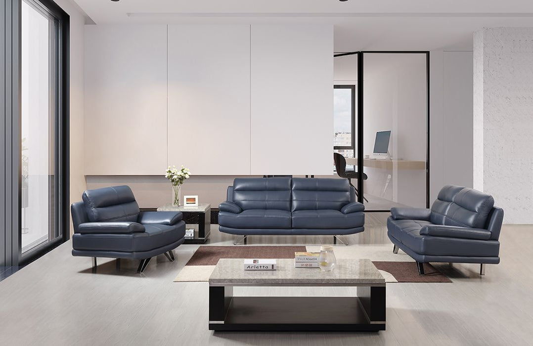 American Eagle Furniture - EK530 Navy Blue Leather Loveseat - EK530-NB-LS