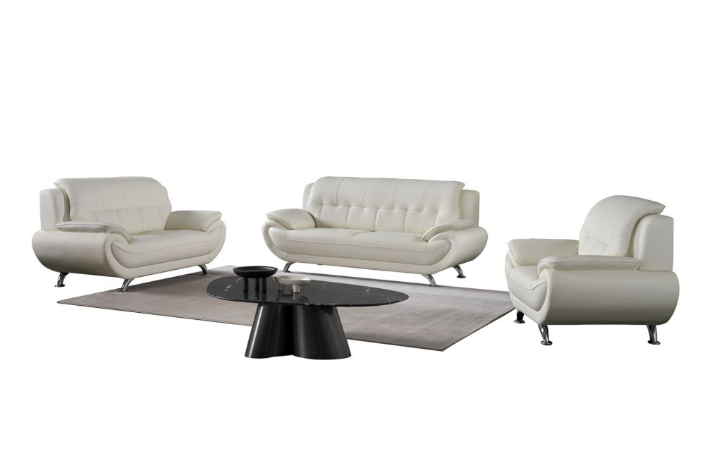 American Eagle Furniture - EK9600 Ivory Genuine Leather Sofa - EK9600-IV-SF - GreatFurnitureDeal