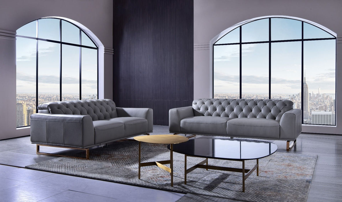 American Eagle Furniture - EK693 Light Gray Full Leather Sofa - EK693-LG-SF