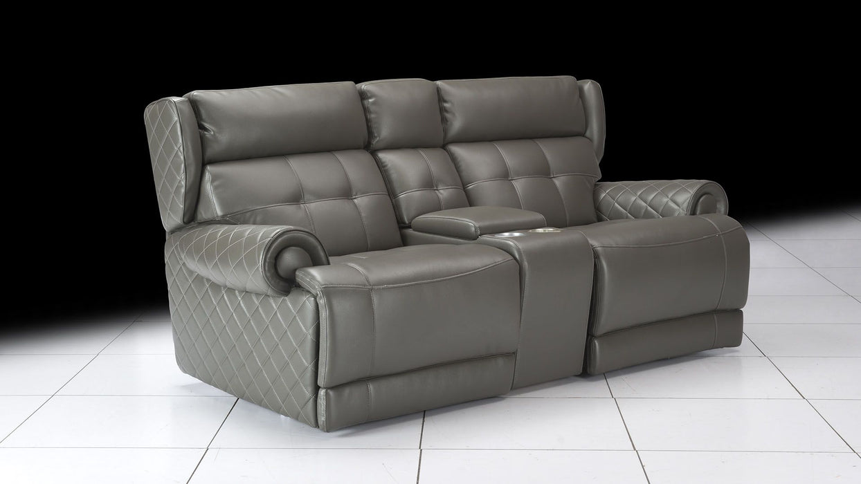 American Eagle Furniture - EK697 Gray Italian Leather Loveseat - EK697-GR-LS - GreatFurnitureDeal