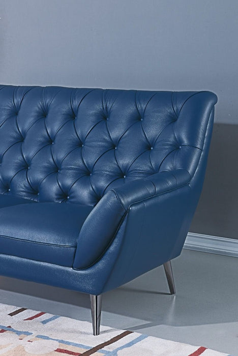 American Eagle Furniture - EK8003 Navy Blue Italian Leather Sofa - EK8003-NB-SF - GreatFurnitureDeal