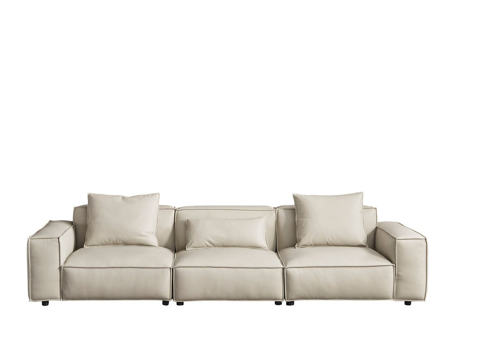 American Eagle Furniture - EK8008-LG-4S Extra Long Light Gray Full Leather Sofa - EK8008-LG-4S - GreatFurnitureDeal