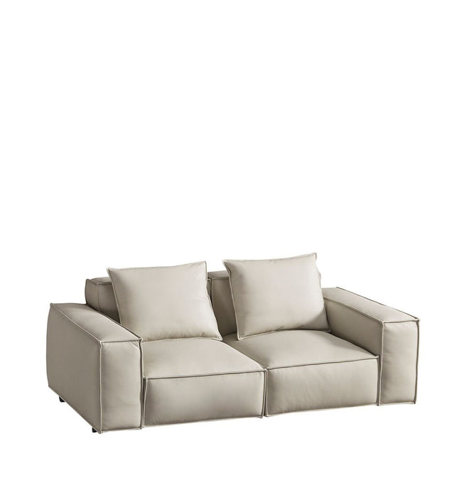 American Eagle Furniture -EK8008 Light Gray Full Leather Loveseat - EK8008-LG-LS